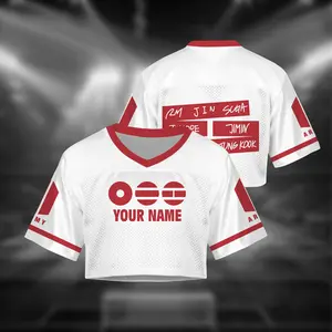 Custom Bang Tan Name Jersey Shirt, Kpop Croptop Soccer Style Top, World Tour 2026 Fan Gift