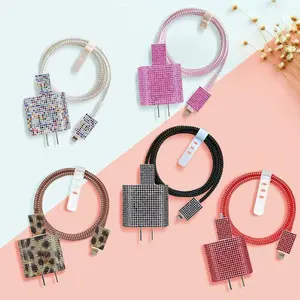 Glitter Bling Cable Protector for iPhone 18W-20W USB-C Adapter, Luxury Diamond Design Mobile Electronic Charging Protection for iPhone 11-17 Pro Max Data Line Wire Saver