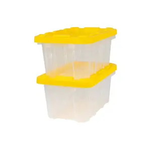 6.5-Qt Tough Storage Tote in Clear with Yellow Lid ( 2 pack )