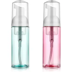 2 Pack  Pump Bottle Travel 60 ml/2 oz Small Size Mousse  Soap Dispenser Clear Plastic Foaming Soap Dispenser Mini Empty Refillable Pump Containers for  Wash Lash Shampoo  Care