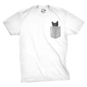 Mens Pocket Cat T Shirt Funny Printed Peeking Pet Kitten Animal Tee for Guys Mens Funny T Shirts Cool Vintage Fashion T-Shirt Gift Classic Menswear Cat Apparel for Men Funny Animal Short Sleeve Novelty Tees for