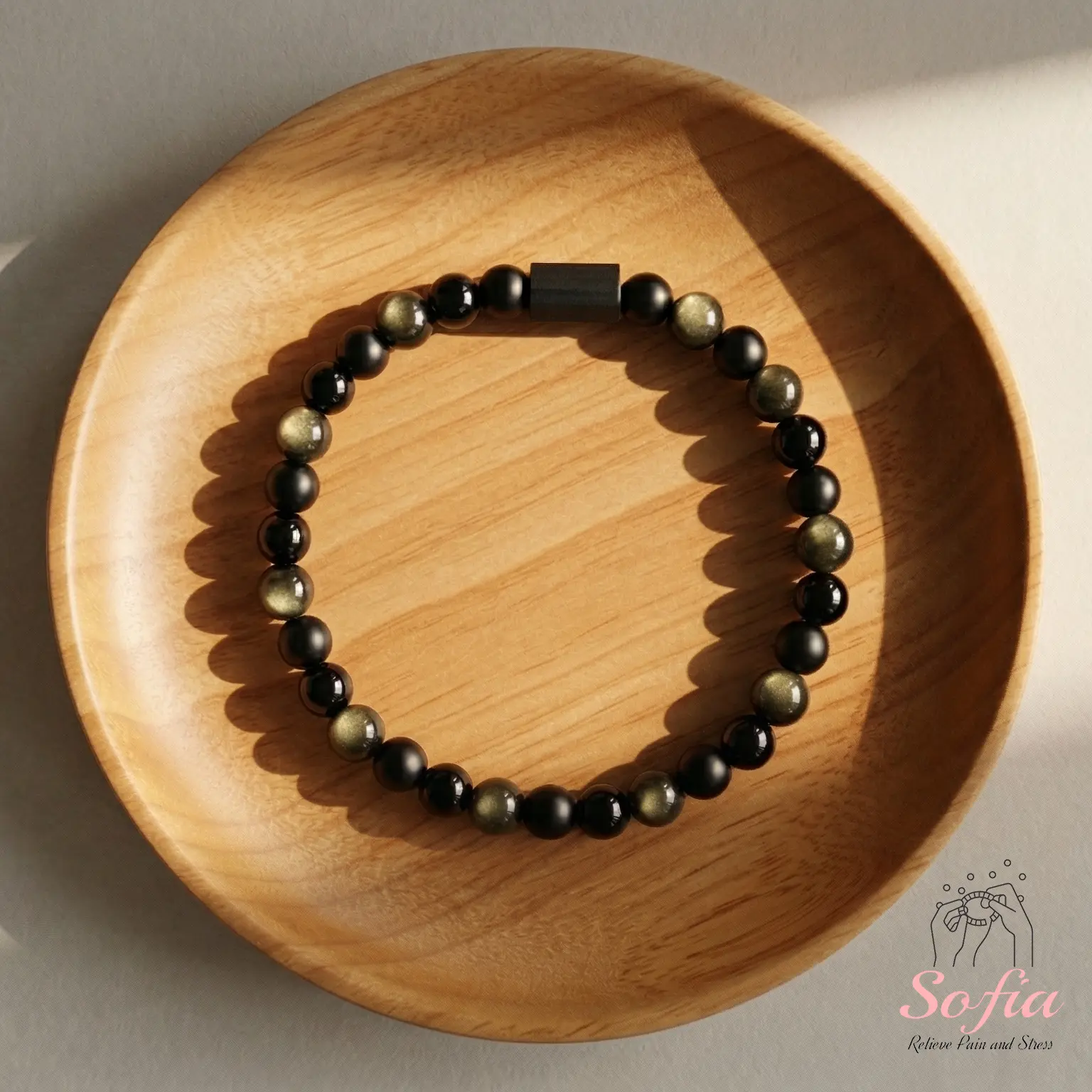 Minimalist Handcrafted Elastic Natural Stone Protection Bracelet - Black Tourmaline, Obsidian, Onyx Healing Crystal Bracelet, Meaningful Gift for Her, Mother's Day Gift