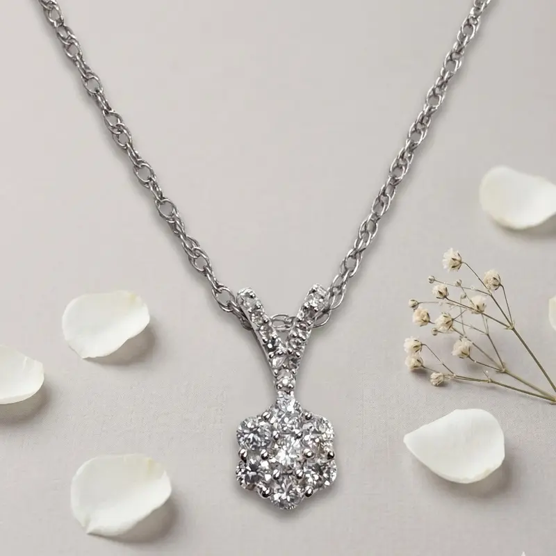 925 silver 1/4 carat lab grown diamond necklace with 18” chain