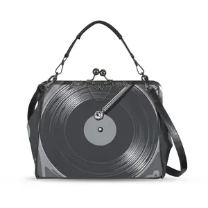 Retro Vinyl Record, Mid Mod Music, Mid Century Modern Kisslock Crossbody Purse