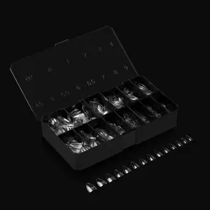 Apres Nail Gel-X Natural Stiletto Box of Tips, 600 Gel-X Tips, 14 Sizes 00-9, Half-Sizes Included, Premium Quality