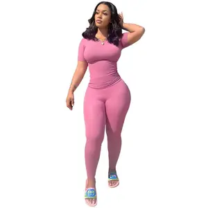 Women’s solid-color second-skin sports playsuit/jumpsuit with short sleeves, tight fit; ribbed short-sleeve workout bodysuit/jumpsuit; 2-piece suit sets; yoga set; plus-size birthday outfit; tie-dye workout jumpsuit GARMENTARY
