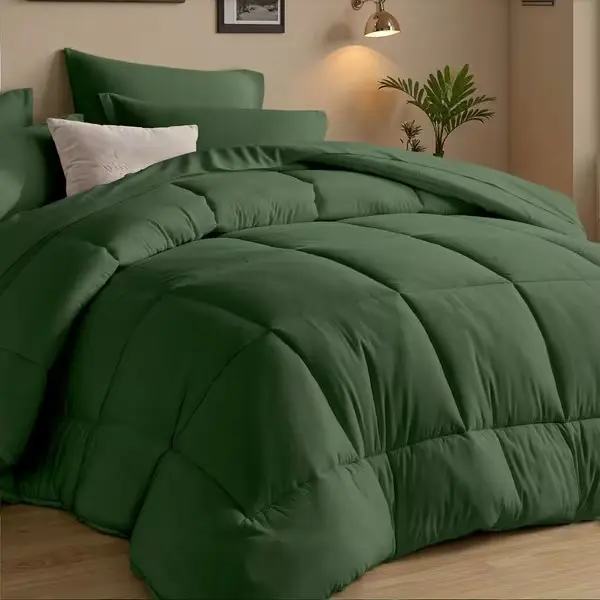 5/7pcs Luxurious Checked Pattern Comforter Set-Multiple Colors Plus Random Color Available, Breathable Comforter-Ultra Soft Fluffy Fiber Filling, Warmth For All Seasons-Bed In A Bag With Comforter, Flat Sheet, Fitted Sheet, Pillowcases
