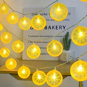 Fruit Lemon Slice String Lights, Battery Operated LED Flashing Light Strip, Indoor Outdoor Decor for Wedding Home Birthday Garden Party