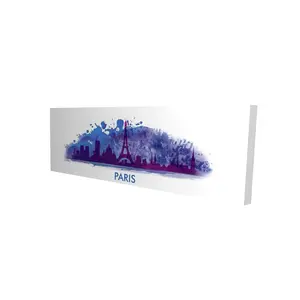 Begin Home Decor 2080-1648-CI98 16 x 48 in. Paris Paint Splash Silhouette Canvas - Purple Bedroom Decor