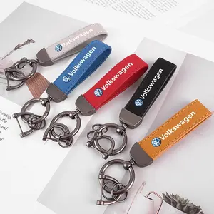 Suede Leather Car Emblem Keychain, Auto Logo Keyring for Gift, Friend Woman Man Key Fob Pendant, Volkswagen Scirocco Sharan Golf Passat Tiguan Polo Vento Lavida Mk6 Mk7
