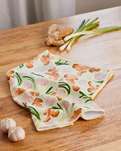 Ginger Garlic Scallion Waffle Weave Kitchen Towel