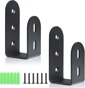Door Security Bar , Heavy Duty Door Barricade Brackets for 2 X 4 Lumber,Open Bar Holder Steel U Bracket Fit for Indoor,Outdoor Door Security(2 Pack) Riuog