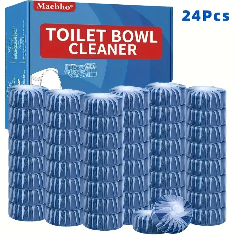 RV Automatic Toilet Bowl Cleaners - 12-Count, 24-Count, Water-Dissolving, Long-Lasting Anti-Fouling, Low-Odor, Freshness-Maintaining, Plastic Water Tank-Safe Soluble Blocks for RV & Home