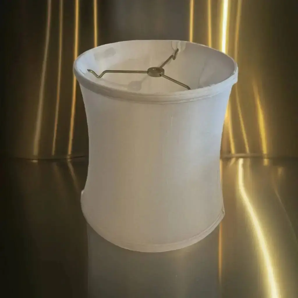 Eggshell Silk Drum Lamp Shade – 9" Top x 10" Bottom x 10" Height, Washer Finial
