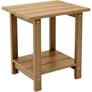 Melucivi Weather Resistant Outdoor Side Table, Double Small Adirondack Side Table for Adirondack Chair - Indoor Outdoor End Table, Patio Table for Pool, Deck and Porch (Brown)
