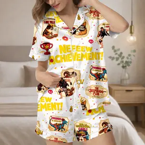 New Achievement Pajamas Set, Princess Donuts And Mongo Satin Pajamas Set, Dungeon Crawler Carl Pajamas Set, Gamer Sleepwear, Mongo Satin Pajamas, Bookish Gift