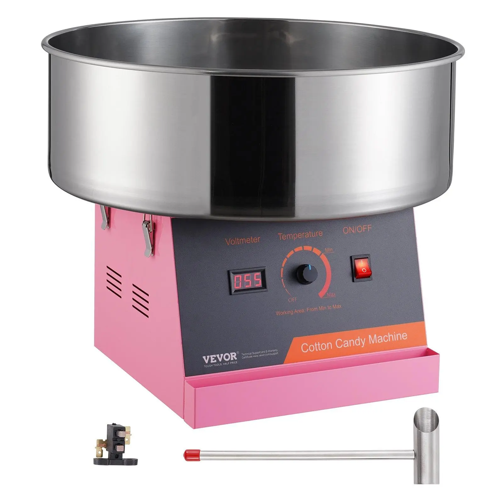 【summerfinds】VEVOR Electric Cotton Candy Machine, 1000W Candy Floss Maker, Commercial Cotton Candy Machine with Stainless Steel Bowl, and Sugar Scoop, Perfect for Home Kids Birthday, Family Party (Pink)