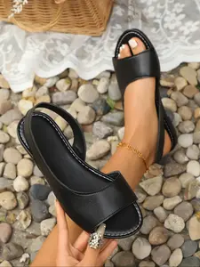 Women's Fish Mouth Sandals with Back Strap, Soft Sole Anti-Slip Summer Outdoor Flat Shoes, Comfortable and Stylish Footwear