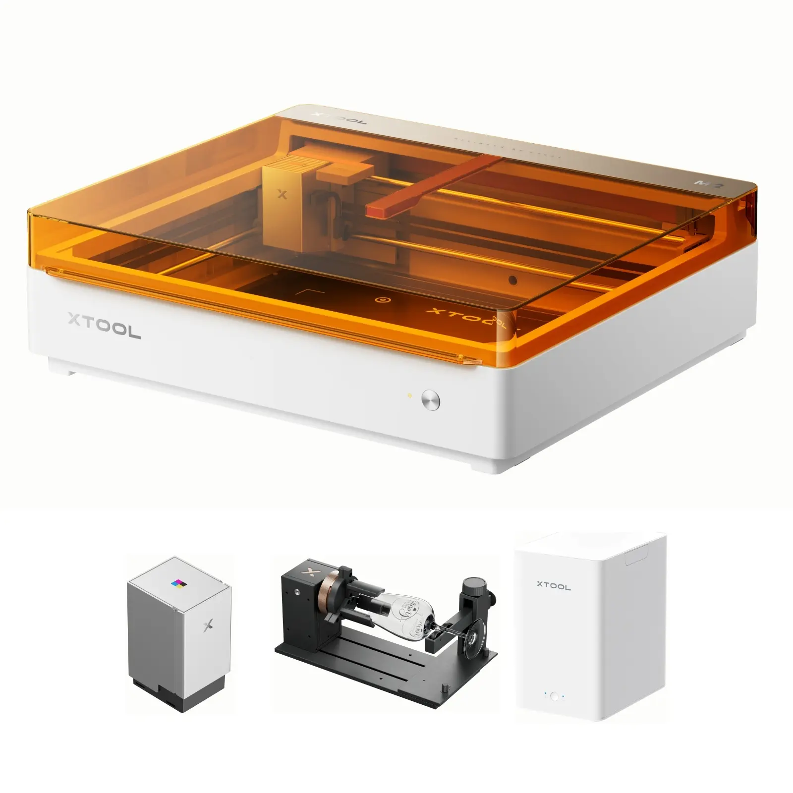 xTool M2 Series 10W/20W Color Craft Laser Engraver-Cutter - Dual Cameras, CMYK Printer, RA3 Lite Rotray, Purifier, Class 1 Enclosed Safe Machine for Wood/Leather DIY Crafts (Engrave/Cut Capabilities)