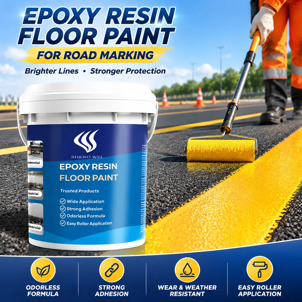 Yellow Solid Epoxy Floor Paint Line Marking Paint, Waterproof Wear Resistant Heavy Duty Floor Coating, Durable Concrete Paint For Garage, Warehouse, Workshop & Parking Lot Safety Line Marking