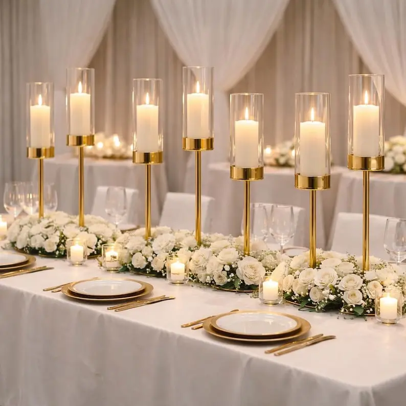 15 PCs 18” 20” 22” Tall Cluster Candle Holders – Gold Candelabra Wedding Table Centerpieces