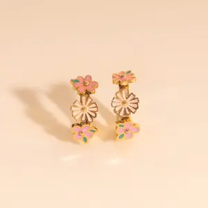 Bloom Trio 3D Huggie Hoop Earrings