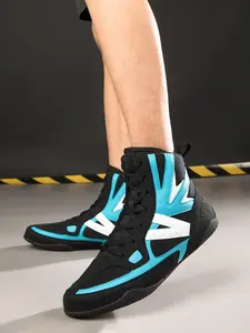 Men's Boxing Shoes, Professional Boxing Shoes, High Top Lace Up Training Shoes, Gym Shoes, Combat Training Shoes, Indoor Boxing Training Shoes
