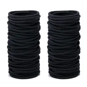 100 Pieces Elastic Hair Ties for Thick Hair, No Damage Ponytail Holders Hair Elastic Band for Women, Men and Girls (4mm,Black)