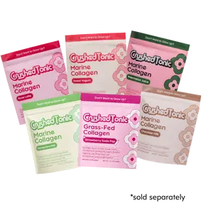 Crushed Tonic Juice Collagen LTD Edition Rose Latte · Watermelon · Honeydew · Sweet Yogurt · Strawberry Soda Pop – Hydrolyzed Collagen Peptides for Skin, Hair & Nails - Gluten Free Non-GMO Halal Kosher Beauty Supplement