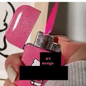 KT Pink Flame Lighter with KT Design Sparkly Pink Finish Butane Not Included Perfect for Fans