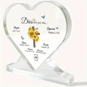 Inspired Crystal Christian Gift for Women, Desktop Decoration, Christmas & Holiday Home Decor, Religious Bible Verse, Spanish Language