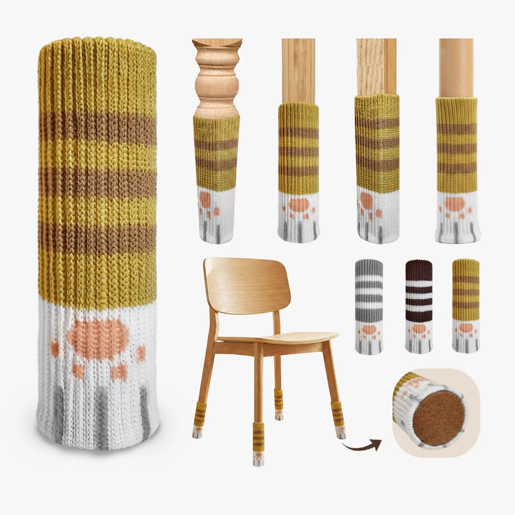 24 Pcs Knit Chair Leg Floor Protectors, Anti-Scratch Furniture Leg Protectors for Hardwood Floors, High Stretch Fits Round and Square Legs tiktokshopsummersale