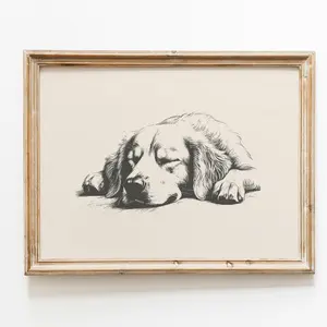 Golden Retriever Poster, Farmhouse Dog Print, Vintage Countryside Wall Art, Room Decor, Unframed 5 Sizes, 8x12 to 27x40 inch