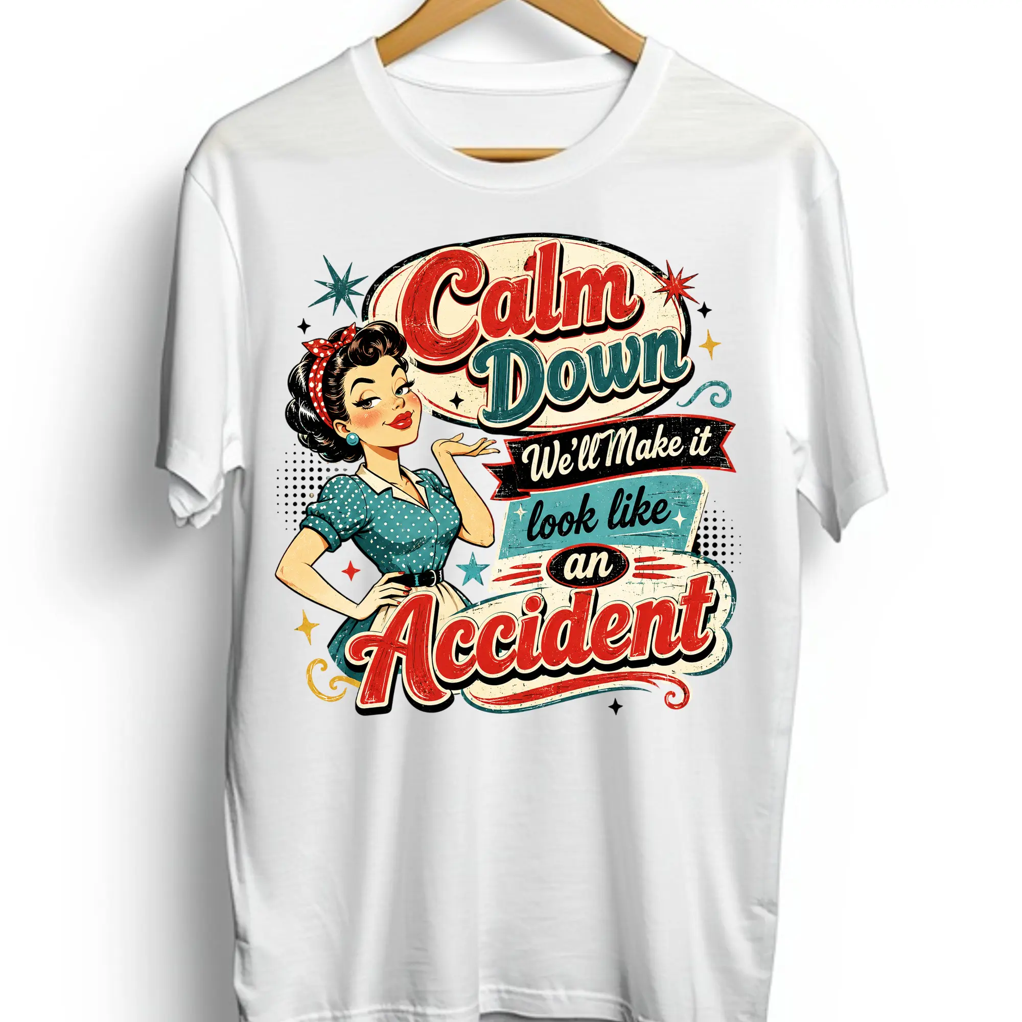 Funny Design "Calm Down" Retro Direct To Film Print, DTF Print, Ready To Press Print For T-Shirts