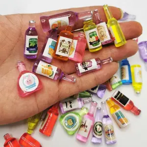 50pcs Mini Imitation Wine Bottle Models, DIY Variety Mix Decorations, Toy House & Cake Tableware, Dessert Food Ornament, Resin Mobile Case