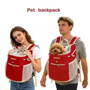 Kitty Carrier Pet Backpack for Small Pets - Front-Carry Design with Crisscross Straps & Side Pockets - Cozy & Spacious Chest Carrier Bag for Shopping & Cycling - Ideal for Teddy, Schnauzer, Bichon Frise