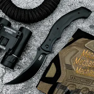 Two colored 7471 best-selling folding knives, featuring 8Cr13Mov steel blades and handles crafted from ebony wood and resin. Portable, practical pocket knives, Survival tools, ideal for outdoor camping, hiking, fishing