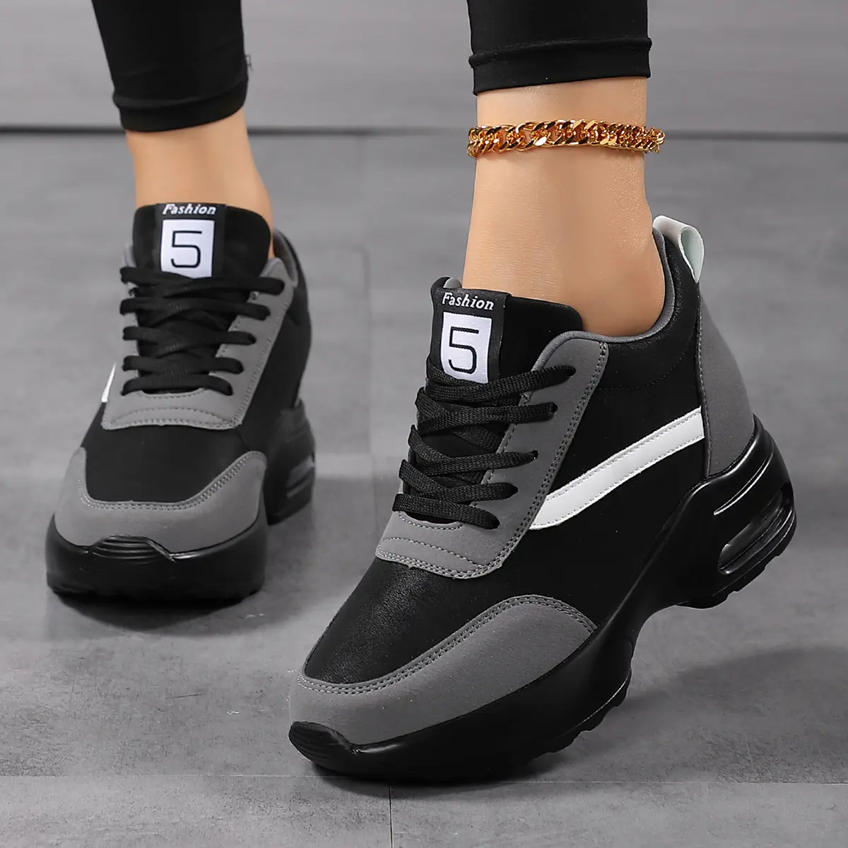 Women's Hightop Casual Sneaker - Flatform Design, Lace-Up, Lightweight Slip-Resistant Air Cushion Sneakers Trainers for Casual Walking, Street Style Shoes (20266 FallFreshness), Casual Walking Sneakers, Flatform Design Sneaker