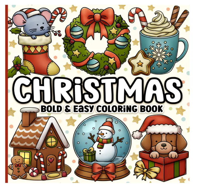 【JUST RELEASED】Christmas Bold-Easy Coloring Book for Adults & Teens - Santa, Snowmen, Decorations, Patterns, Scenes for Relaxation (Office Stationery Art Supplies), Engaging Images, Magical World