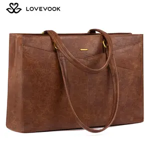 LOVEVOOK Laptop Bag for Women, 15.6 Inch Laptop Tote Bag, Vintage Vegan Leather Work Tote Bags Computer Teacher Bag, Waterproof Business Bag Office Briefcase TikTokShopBlackFriday Christmas Gift Ideas