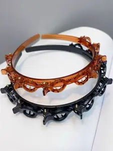 Cute Hair Clip Decor Hairband, Novelty Multifunction Hair Hoop with Clips, Fashionable Hair Accessories for Women, Minimalist Headwear, Trendy Hair Hoop