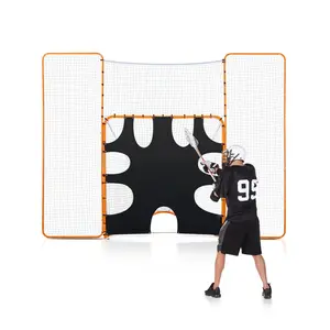 fathersdaygift  VEVOR 3-IN-1 Lacrosse Goal, 12x9 ft Lacrosse Net with Backstop and Target, Quick Easy Setup Backyard Rebounder Equipment, Steel Frame Training Nets, Suitable for Youth Adult Training, Orange