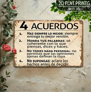 Vintage Spanish Metal Tin Sign With Inspirational Quotes For Versatile Indoor And Outdoor Decor In Antique Iron Finish 8x12 Inches