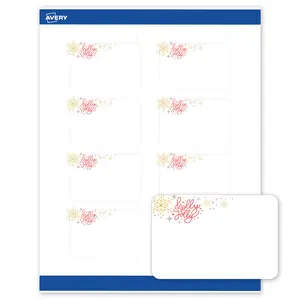 Avery Printable Labels with Sure Feed Technology, Rectangle, 2" x 3", Pre-Printed Holly Jolly Metallic Sparkles Design, Matte White, Laser & Inkjet Compatible, 80 Total