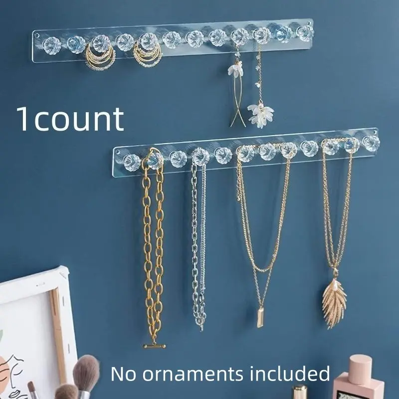 Acrylic 12 Hooks for Hanging Rack, 1 Count Jewelry Hanging Storage Row Hook, Wall Mounted Jewelry Necklaces Bracelets Pendants Display Holder, Versatile Organizer, Storage Accessories, Wall Mounted Hanger