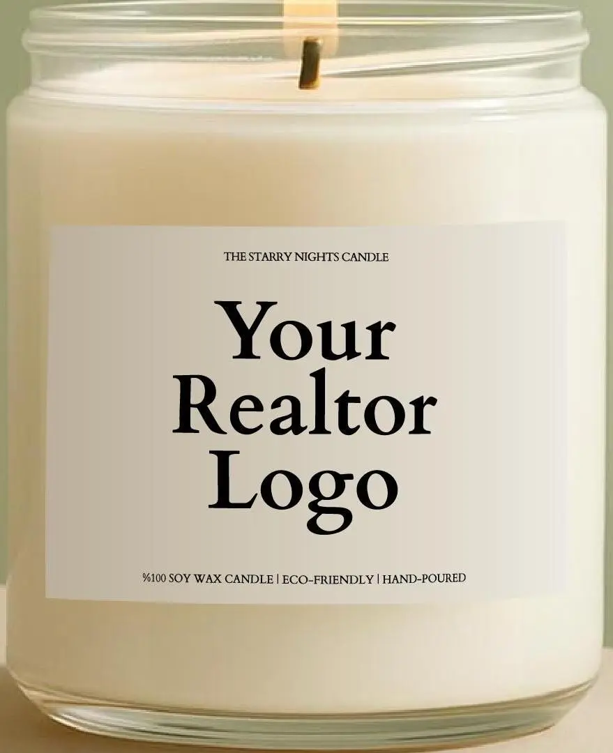 Personalized Photo Candle, Corporate Gifts, Clients Gifts, Realtor Closing Gift, Real Estate Logo, Realtor Marketing/.