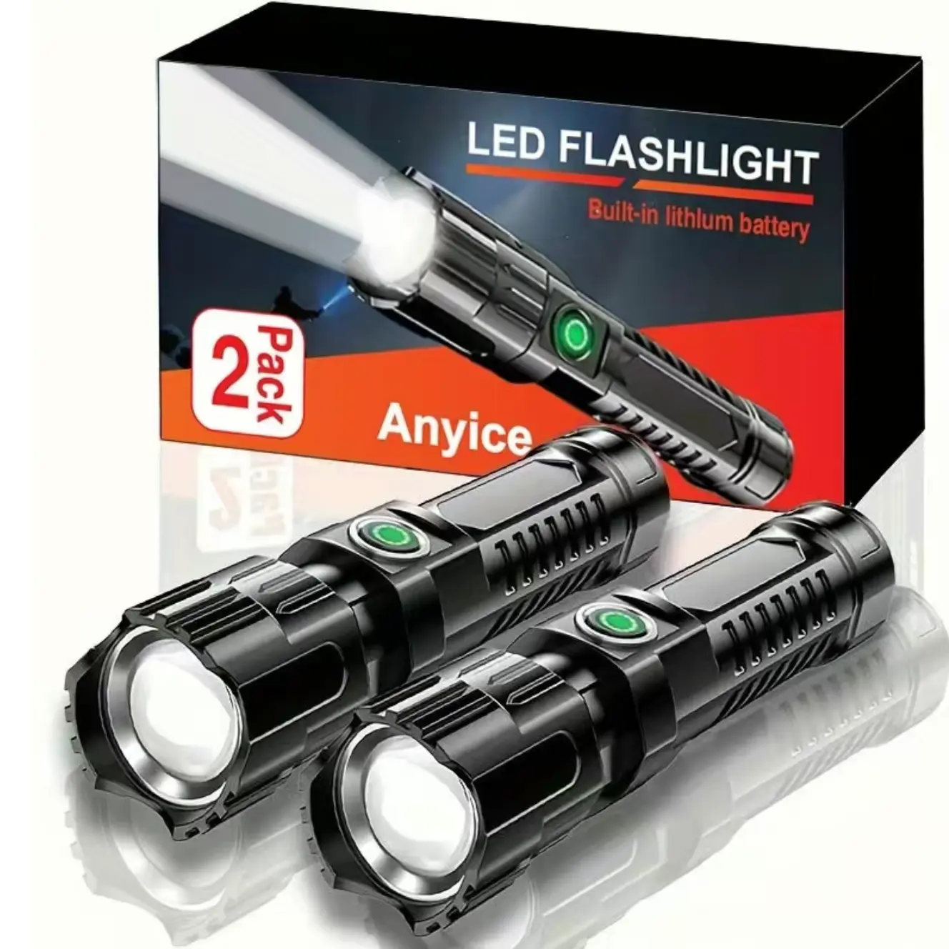 2PCS SUPER Bright Zoomable LED Headlamp 500m Long Range USB C Rechargeable 3 Light Modes Camping Hiking Emergencies High Performance Flashlight White Flashlight strong flashlight high lumen Rechargeable Outdoor