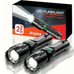 2PCS SUPER Bright Zoomable LED Headlamp 500m Long Range USB C Rechargeable 3 Light Modes Camping Hiking Emergencies High Performance Flashlight White Flashlight strong flashlight high lumen Rechargeable Outdoor