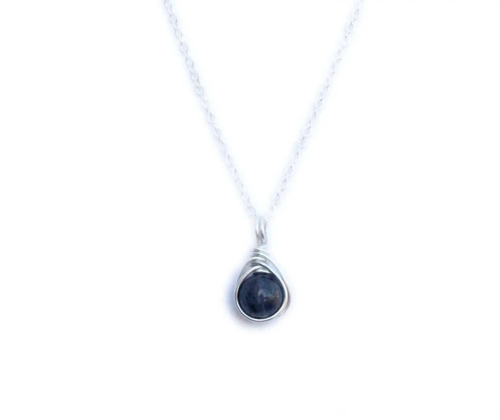 Black Moonstone Pendant Necklace | Sterling Silver or Gold Dainty Simplistic 8mm Gemstone Crystal