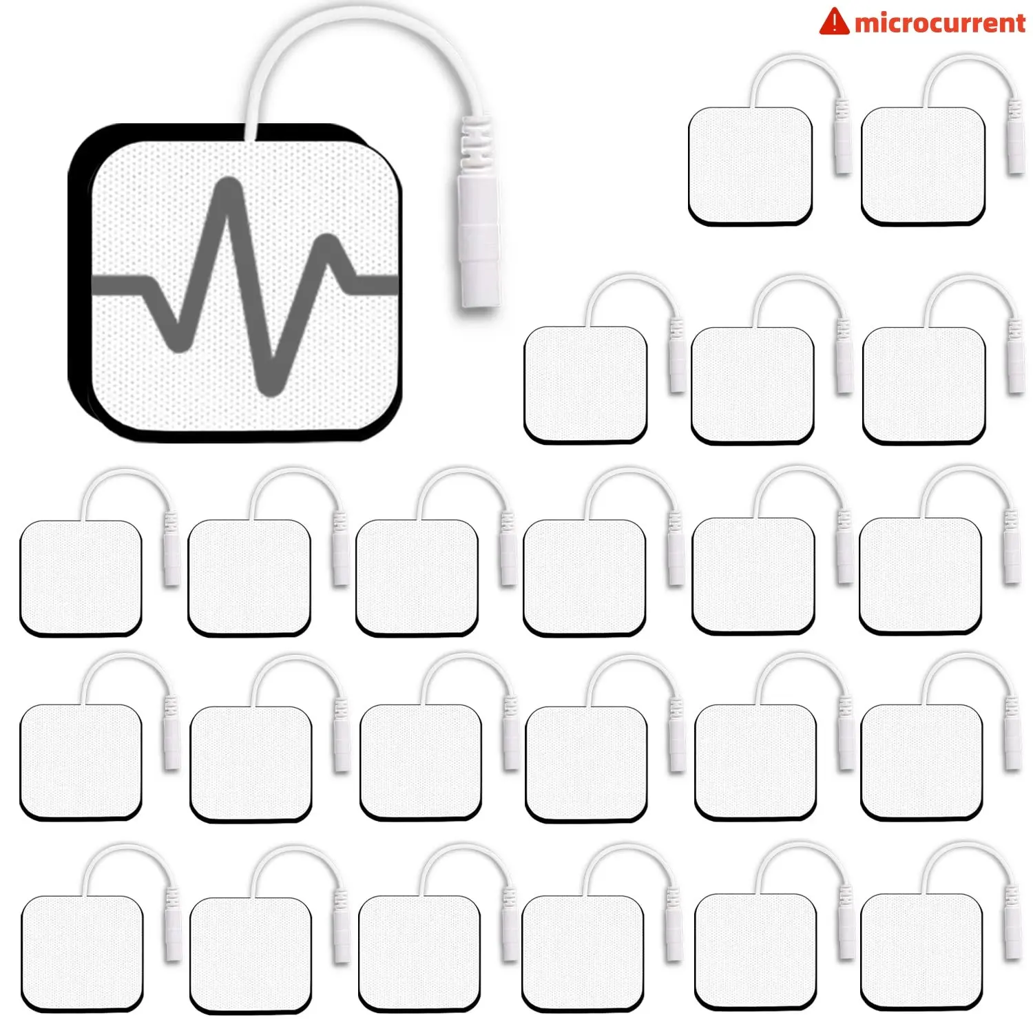 24pcs Tens Electrode Pads, Compatible with Auvon Tens, Tens 7000, Etekcity, Nicwell Care Tens, Latex-Free, Reusable Tens Unit Electrode Pads, 2mm Connector Leads, Muscle Stimulation, Pain Relief, Electrotherapy, Microcurrent